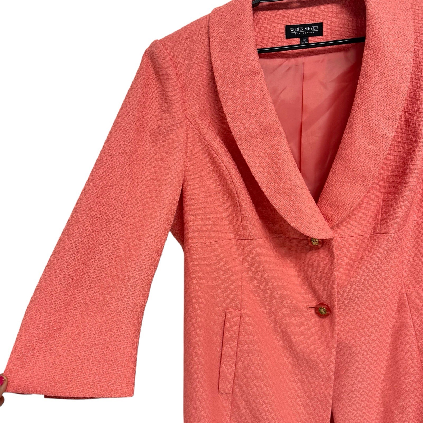 John Meyer Collection women's Long Blazer Soft Coral color collar size 18W