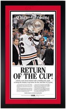 2013 Blackhawks Stanley Cup Framed Tribune Front Page 16x26 Large Patrick Sharp
