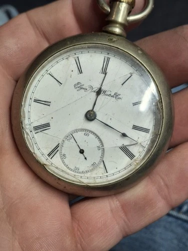 Elgin National Watch Company 55.3mm Pocket Watch White Dial Mens Antique