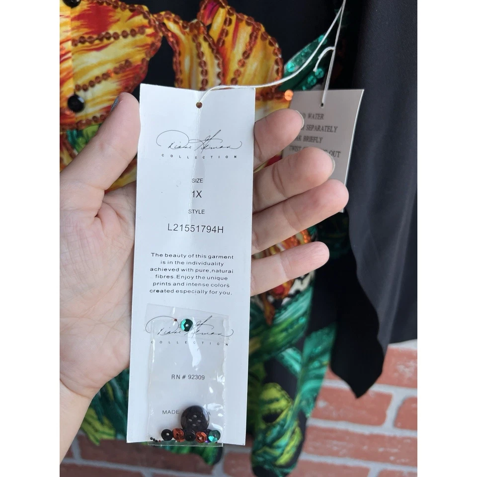 Blusa 100 % seda Diane Gilman años 90 1X túnica kimono floral colorida brillante NUEVA Foto 3 de 4