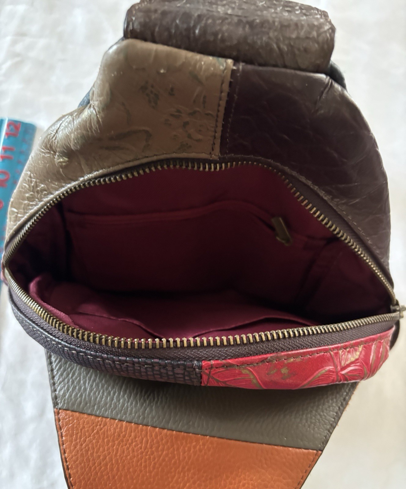 Leather Patchwork Crossbody Bag Boho Hipster - image 8