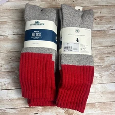 2 packs Northeast Outfitters Men's Boot Socks Pairs Grey Red Ribbed Cuffs 8-13