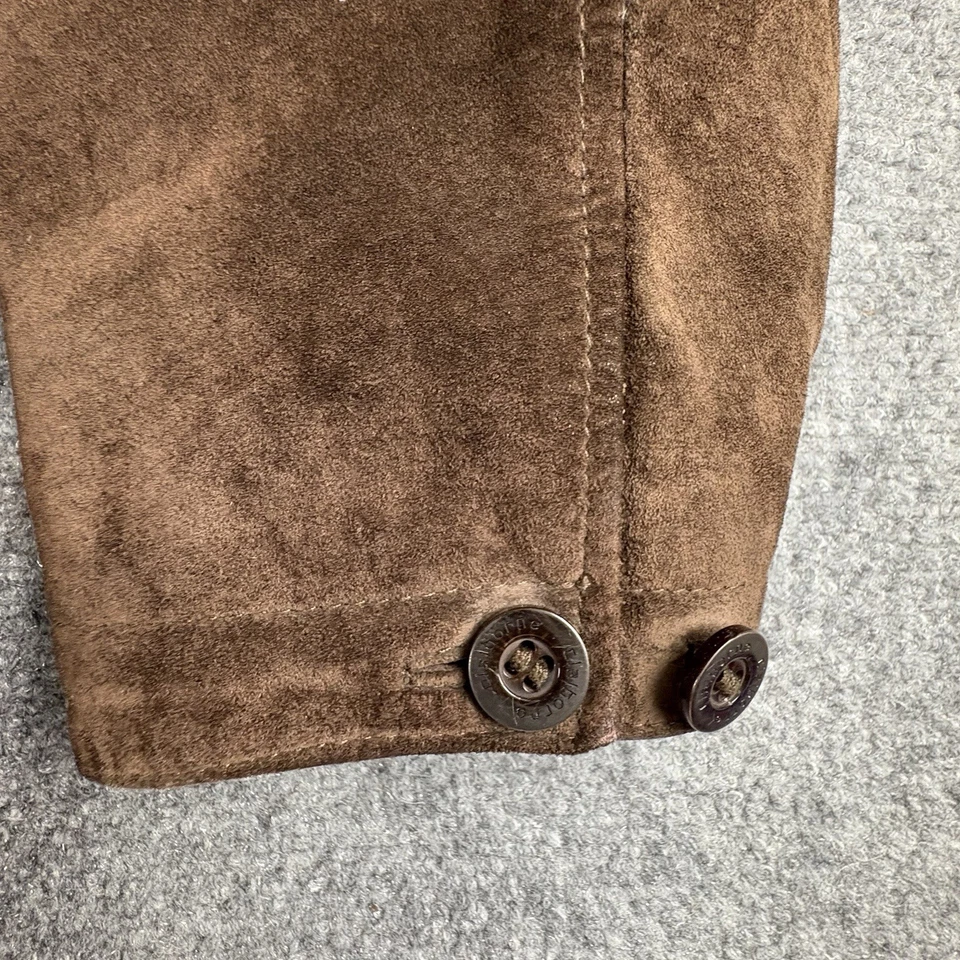 Claiborne Jacket Mens M Brown Suede Zip Distressed Grunge Rugged Workwear Moto - Image 4 of 4