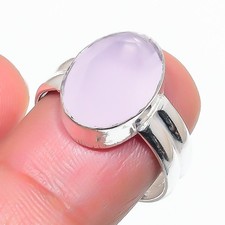 Pink Rose Quartz Gemstone 925 Sterling Silver Jewelry All Size Ring For Gift