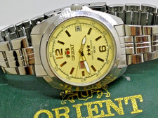 VINTAGE ORIENT AUTOMATIC EM74-C0 CA WATCH DAY-DATE THREE STAR MENS JAPAN 39MM