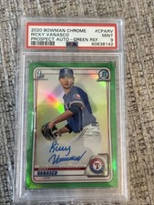 2020 Bowman Chrome Prospect Autographs Ricky Vanasco Green 34/99 PSA 9 Mint