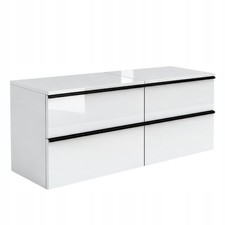 WASCHBECKENUNTERSCHRANK ONE 4 GROßE SCHUBLADEN WEIß HOCHGLANZ 120x50x46 HÄNGEND 