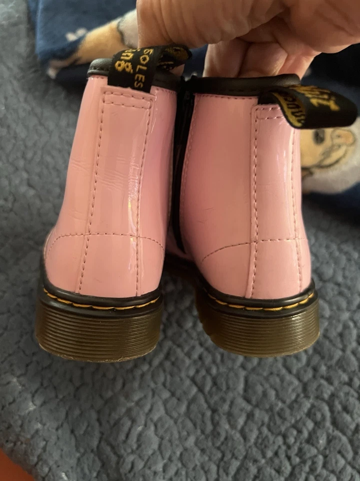 Dr. Martens Niñas Talla 10 Rosa Punta Redonda Cordones/Cremallera Botines 1460T Foto 4 de 4