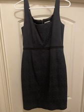 Tahari Black Jacquard Dress Size Small Sleeveless Lined Cocktail Party