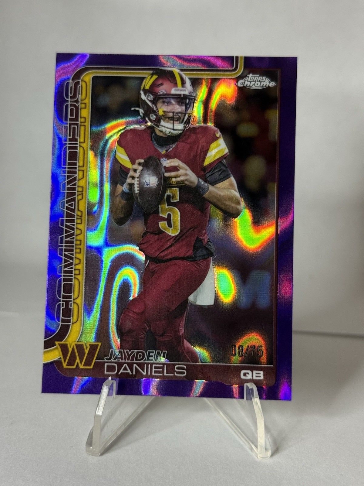 2025 Topps Chrome Jayden Daniels Purple wave Refractor /75 Commanders 🔥🔥