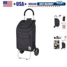 Trolley Dolly Black Foldable Shopping cart for Groceries with Wheels and Remo...