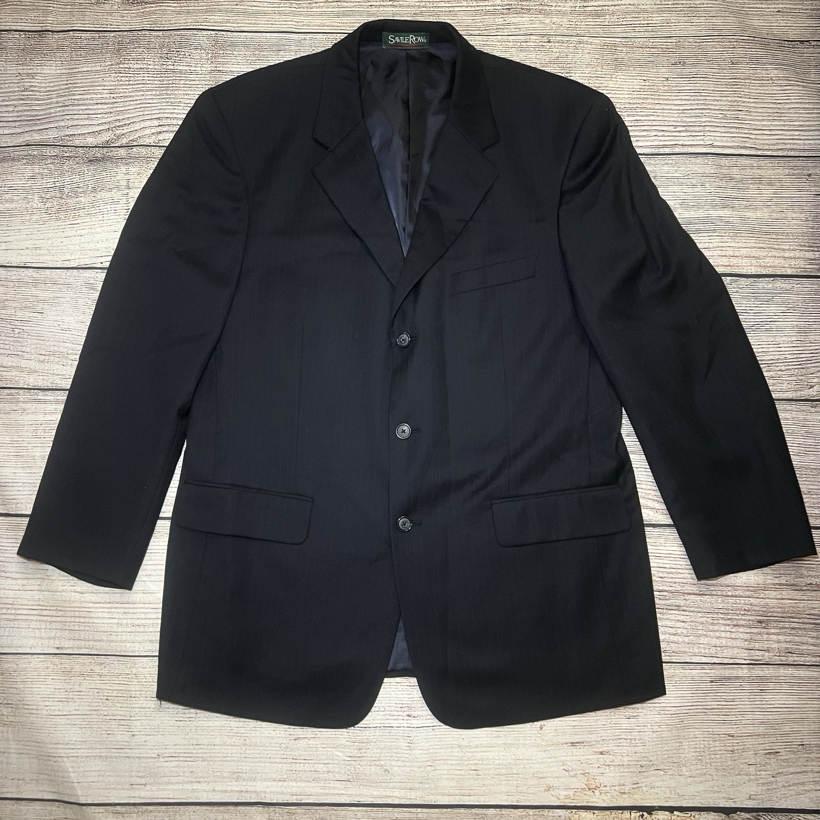 FILA Savile Row 100% pura lana cappotto sportivo uomo taglia 42R blazer giacca nero 3 bottoni
