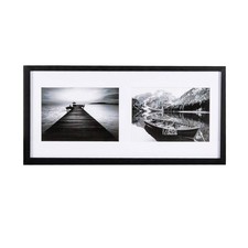 Picture Frame Photo Collage Frame Black Wooden Wall Frame (5x7 Matted - 2 Ope...
