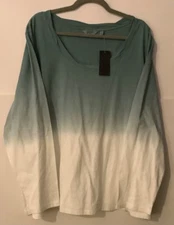 NWT Candace Cameron Bure Ocean Dipped Long-Sleeve Tee Trellis 3X Free Ship