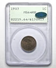 1903 Indian cent PCGS MS64 RB Rattler CAC WHOA