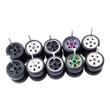 5 Sets Porsche Fuchs V2 Rim Mix 11mm Rubber Tires For 164 Hot Wheels Swap