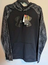 UNDER ARMOUR Storm Boys Big Logo Fleeced Hoodie Gray Black YXL Youth XL NWT