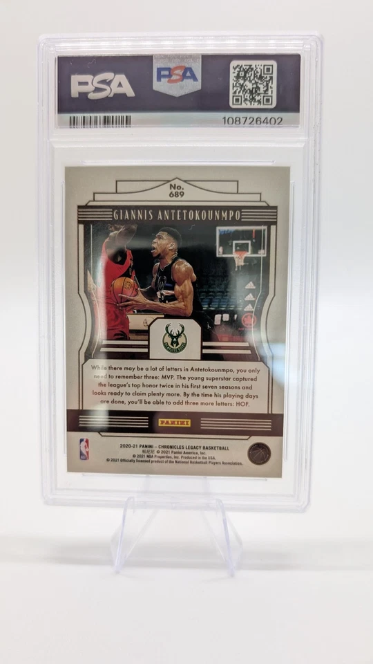 2020 Panini Chronicles Legacy Blue /99 Giannis Antetokounmpo #689 PSA 9   - Image 2 of 2