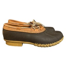 LL Bean Rubber Moc Duck Boots Brown Leather Slip On Rain Shoes Mens 9 Maine