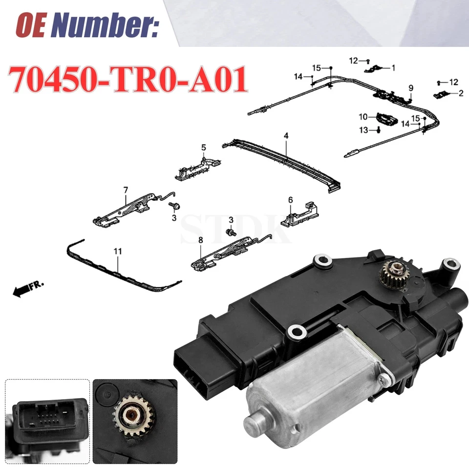 Fits For Honda Civic CR-V 2012-2016 Sunroof Sun Roof Electric Motor 6004-SA0-005 Foto 2 de 4