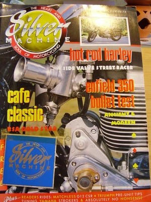SILVER MACHINE MOTORCYCLE MAG # 2 JUNE 1989 WITH STICKER HOT ROD HARLEY ENFIELD