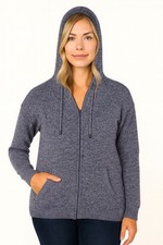 WOMEN HANDMADE ANDEAN ALPACA SOLID GRAY ZIP HOODIE SWEATER SZ XL
