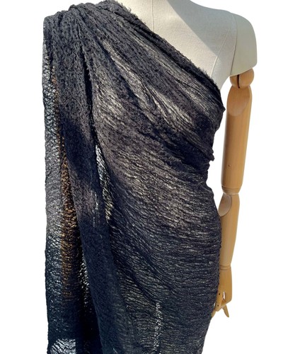 Black Linen Textured Fabric By 2 Meters, Sheer Sewing Fabric - Picture 7 of 17