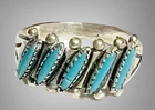 VTG BELL TRADING STERLING SILVER NEEDLEPOINT TURQUOISE LADIES RING SZ 6
