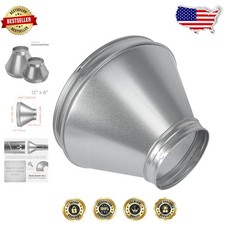 12" to 6" Galvanized Steel Round Duct Reducer - Secure HVAC Connection
