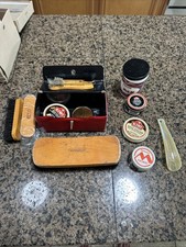 Vintage Kiwi Shoe Shine Compact Kit Red Case Bruno Magli Aristocrat Brush
