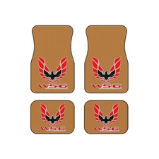 Beige Tan, WS-6 WS6, Red Logo, Firebird Trans Am, Set of 4 Car Mats,Gift