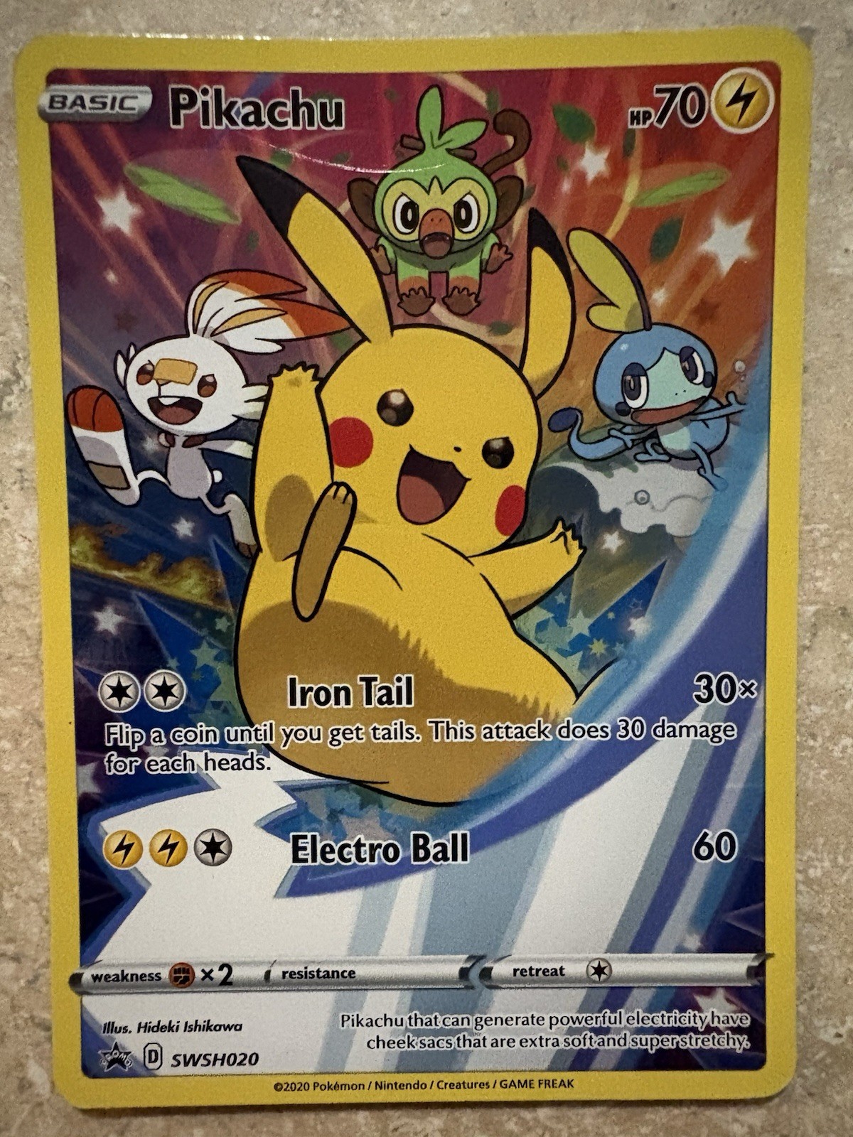 Pokémon Pikachu TCG SWSH020 Black Star Promo Card Near Mint Condition