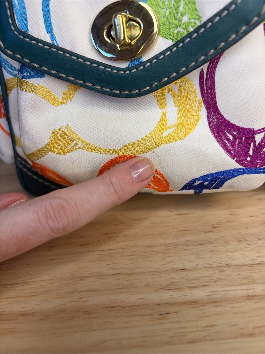 Y2K Vintage Coach Embroidered Signature C Multicolor Scribble