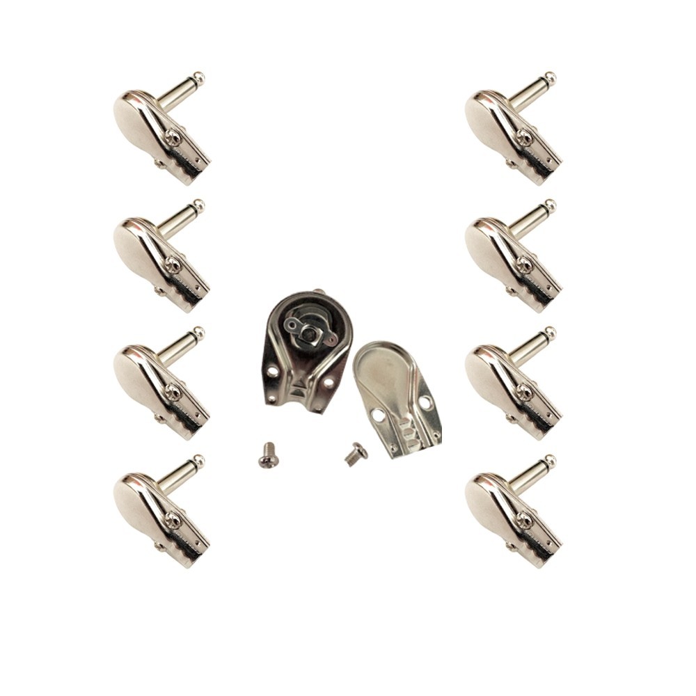 8 x Flat Slim Pancake Jack Plugs Nickel Mono Right Angle 1/4 inch Connectors