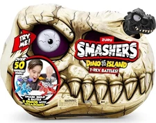 Zuru Smashers Dino Island T-Rex & Triceratops Battles Playset 50+ Surprise Black