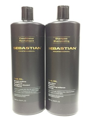 (2 PACK) Sebastian Dark Oil Silky Shine Shampoo & Smooth Shine Conditioner, 33.8