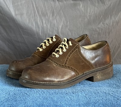 Vintage 1970s Shoes Bass Saddle Shoes Brown Leather Suede High
