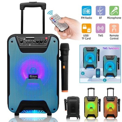 Karaoke PA System Bluetooth Speaker Wireless Trolley Speaker Subwoofer Portable