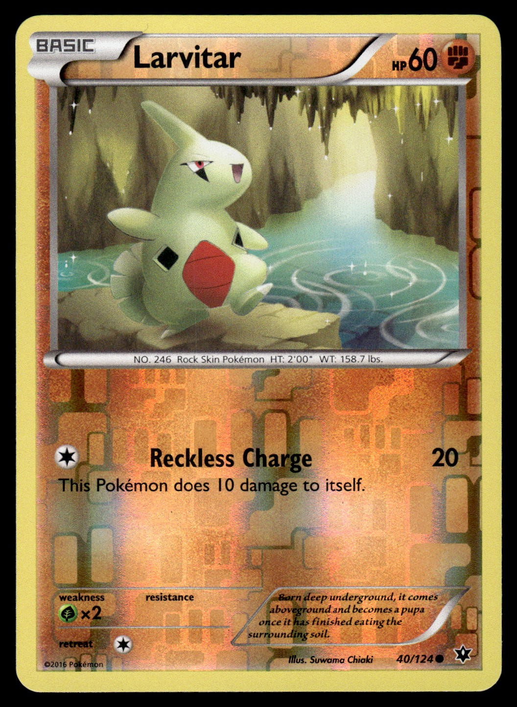 Larvitar 40/124 XY Fates Collide Reverse Holo Common Pokemon Card - NM