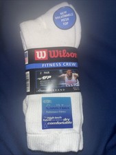 Vintage Wilson Crew Socks White Heavyweight USA Made Cotton 2 Pair CoolMax