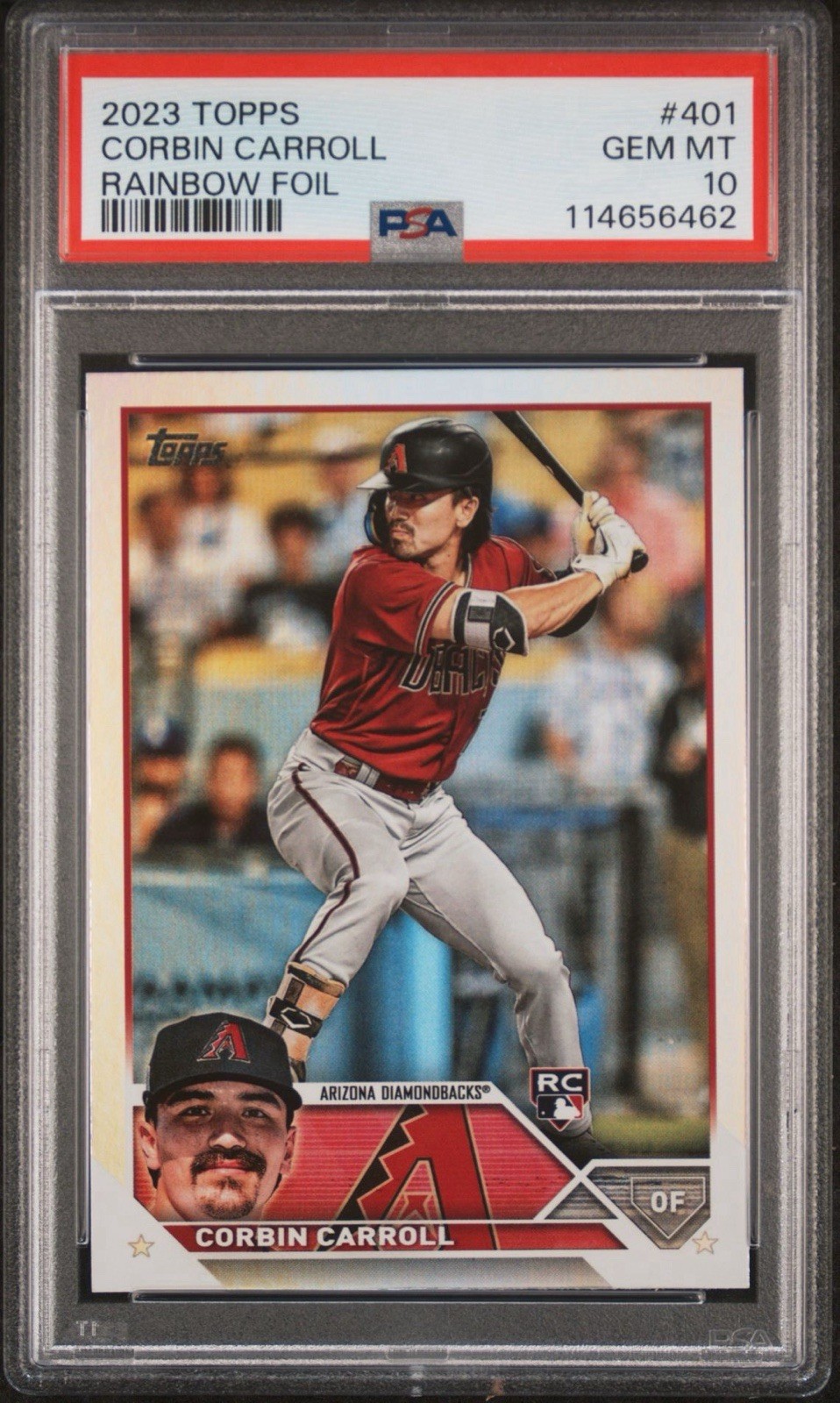 2023 Topps -  Corbin Carroll Rainbow Foil RC No. 401 PSA 10