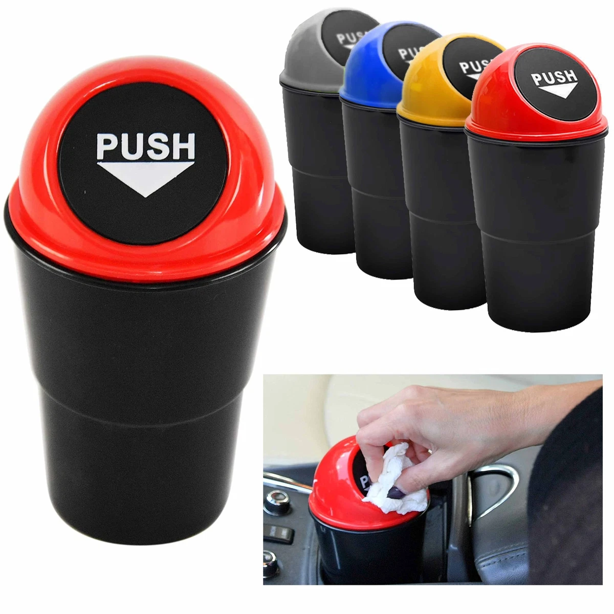 4 Pc Portable Mini Car Garbage Trash Can Bin Wastebasket Butt