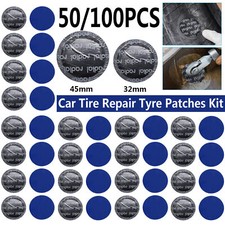 50/100PC 32/45mm 1- 3/4" Round Radial Rubber Car Tire Repair Tyre Patches Kit