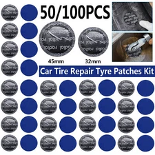 50/100PC 32/45mm 1- 3/4" Round Radial Rubber Car Tire Repair Tyre Patches Kit