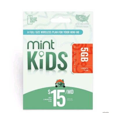 3 Months Mint Kids Mobile Prepaid SIM Card with 5GB DATA, Talk, Text Service