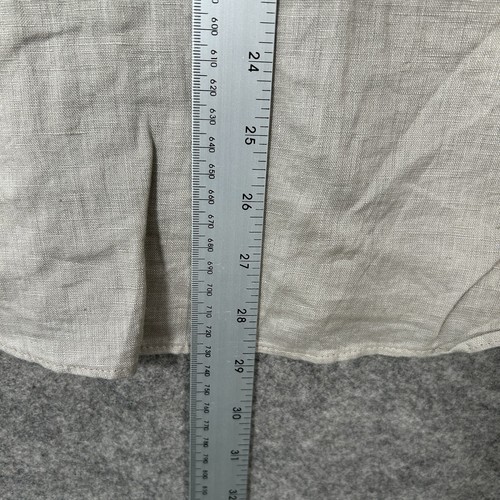 Zara Shirt Womens Small Beige 100% Linen Oversized Ramie Button Up Collared Top - 第 10/10 張圖片