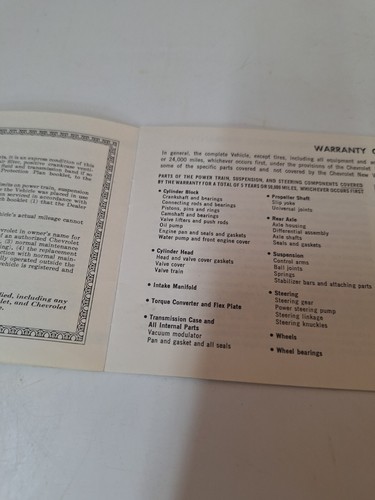 Vintage 1968 Chevrolet Owner's Protection Plan & New Vehicle Warranty- Metal Tag - Picture 4 of 9