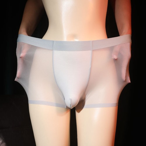 Intimo ultrasottile trasparente angolare piatto da uomo, biancheria intima in seta ghiaccio testurizzata - Foto 12 di 17