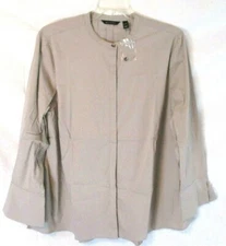New H by Halston Stretch Poplin Button Shirt Gray Size XL A301939 Women XP15