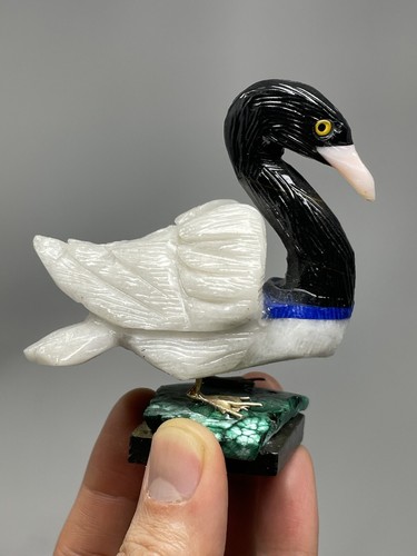 Stunning 6.1oz Bird Of Paradise Stone Sculpture Jasper Malachite Energy Reiki L6 - Picture 3 of 12